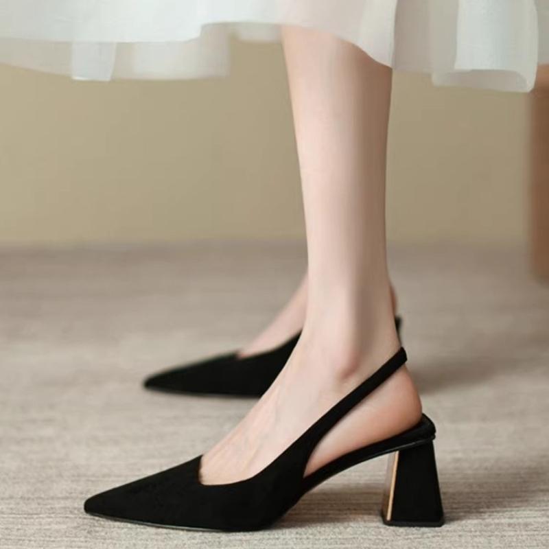Black Sandals Women Summer New Fashion Women's Pointed Square Heel Sandals Pumps Women Shoes Office Dress Shoes Sexy High Shoes