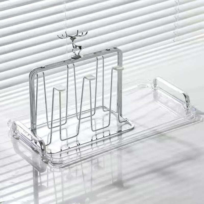 Deer Antler Mug Holder with Draining Tray