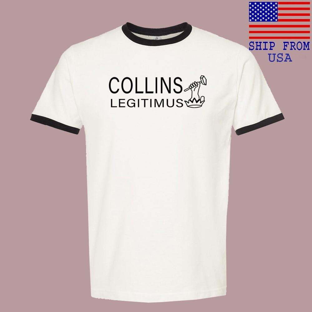 Collins Legitimus Crown and Hammer Axe Men#039;s Ringer Black Size S3XL Unisex T-Shirt S