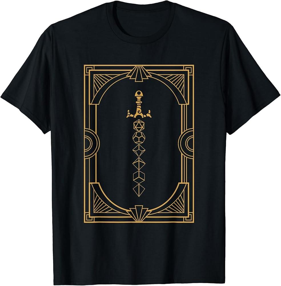 Nerdy Polyhedral Dice Sword Set Geeky Minimalist TShirt Unisex T-Shirt XXXL