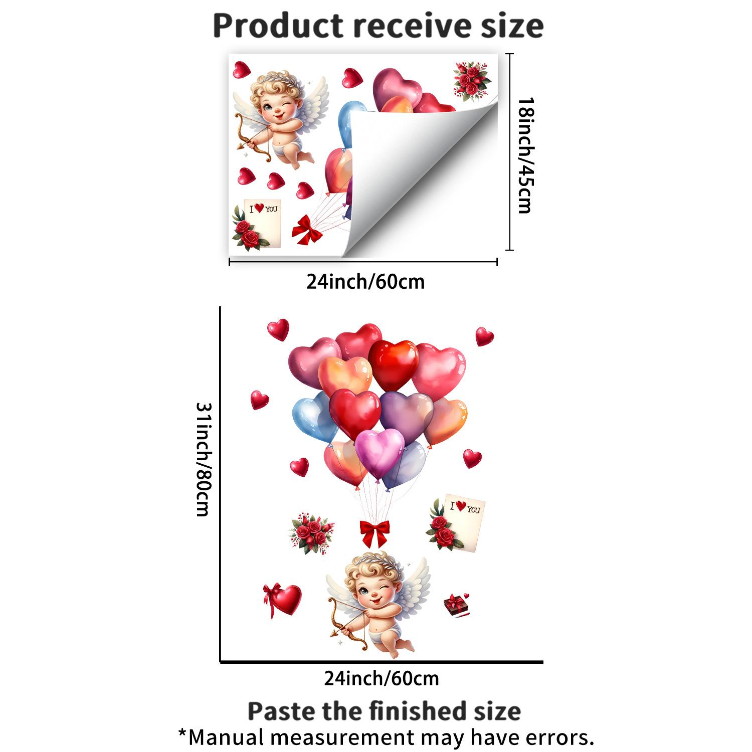 Стрела Купидона Любви и Шары Наклейка на Стену Самоклеящаяся Съемная для Гостиной Спальни Валентина Домашний Декор 45x60cm