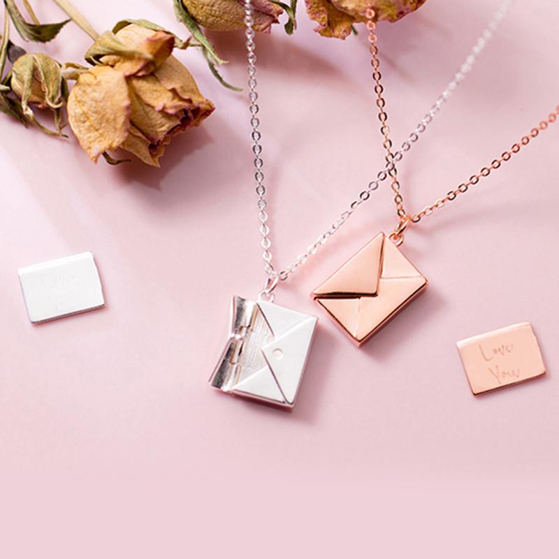 Prívesok z pravého striebra 925, dámsky obálkový prívesok s mileneckým listom Najlepšie darčeky pre priateľku