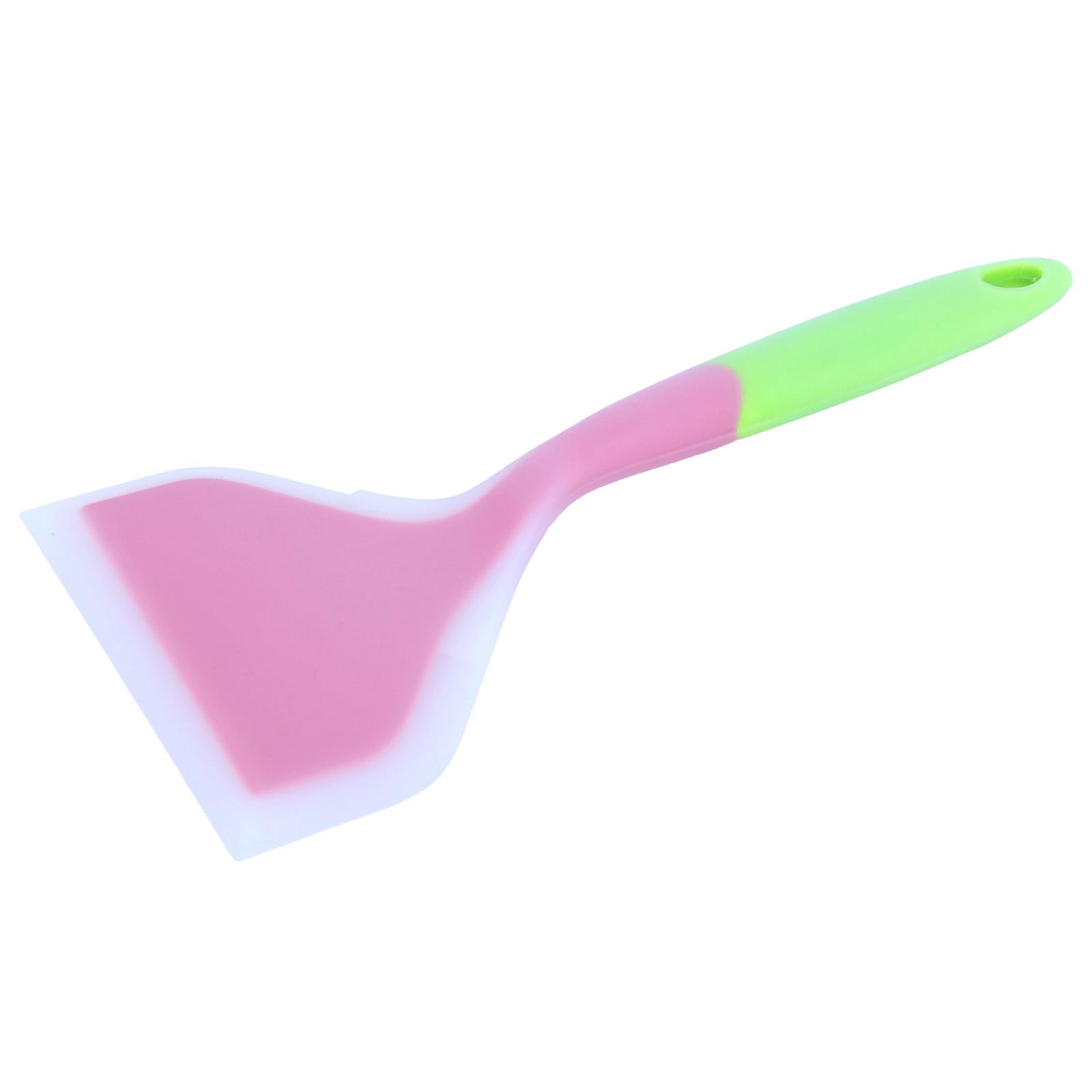 

Silicone Spatula NonStick NonSlip Silicone Cooking Spatula for Tamagoyaki Pizza Steak(Pink Green Handle )