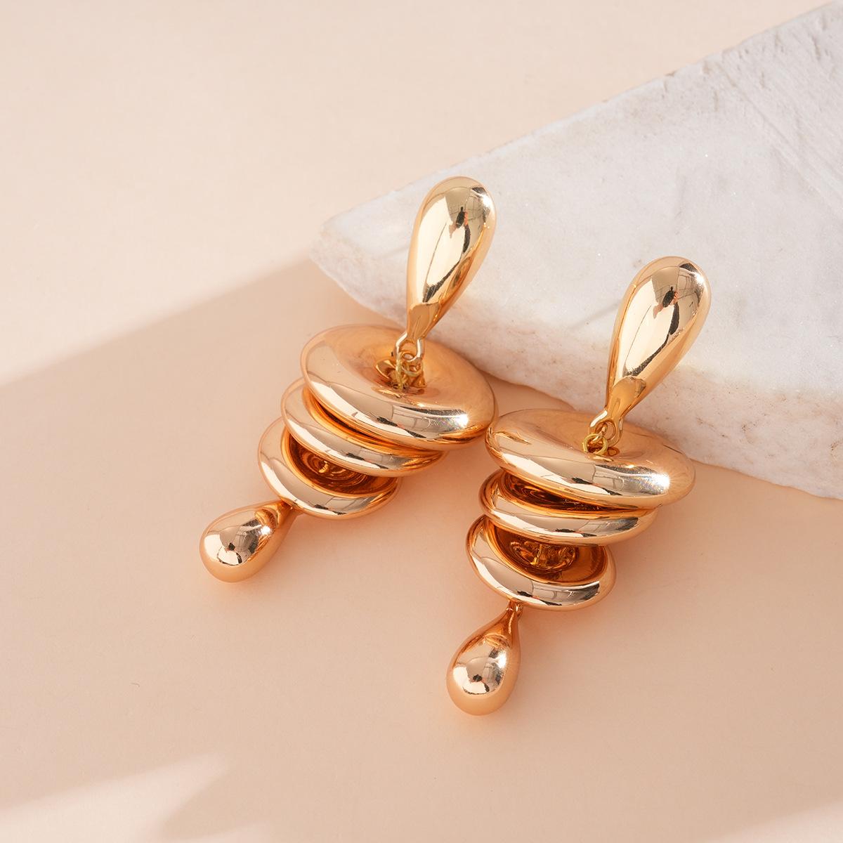 Exaggerated round water drop tassel silver needle stud earrings niche earrings