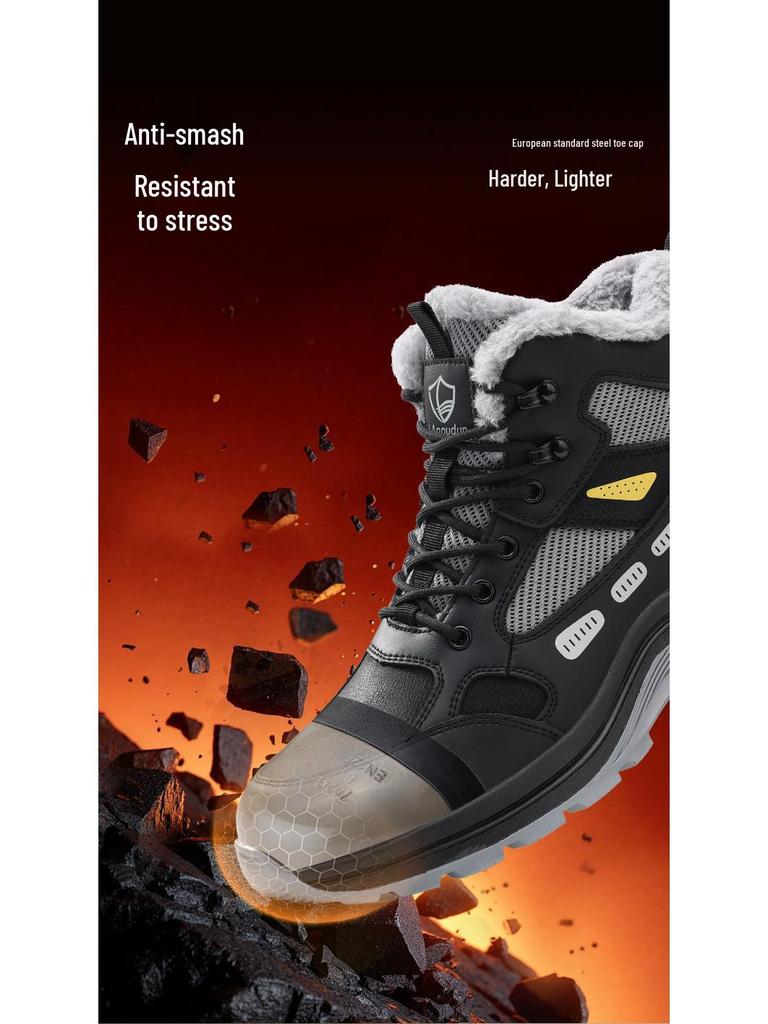 Men's Winter Safety Work Shoes - Blue Gull Shield, Anti-Smash, Anti-Puncture, Wear-Resistant, Plus Velvet Warm.