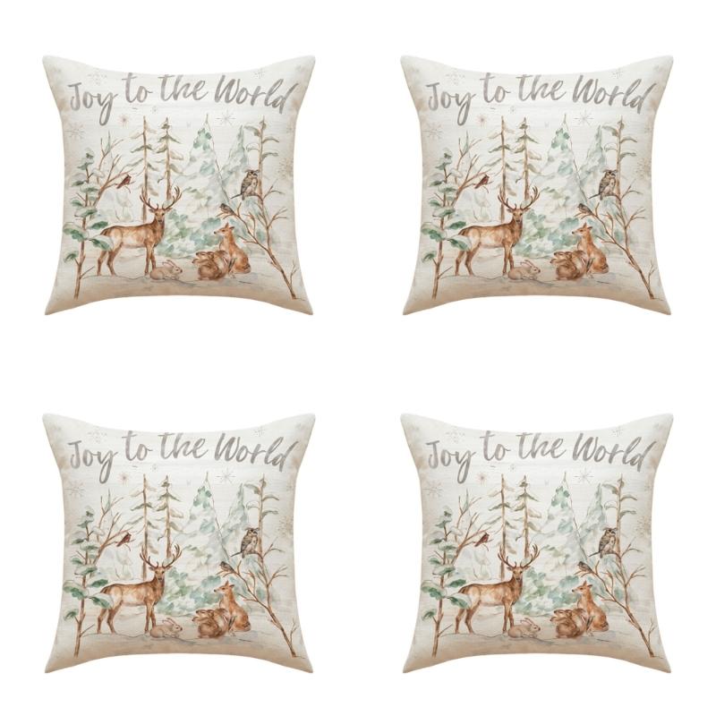 Decorative Animal Antler Cushions Cover 45x45cm Soft Cotton Linen Blend Pillowcase for Sofa Chair