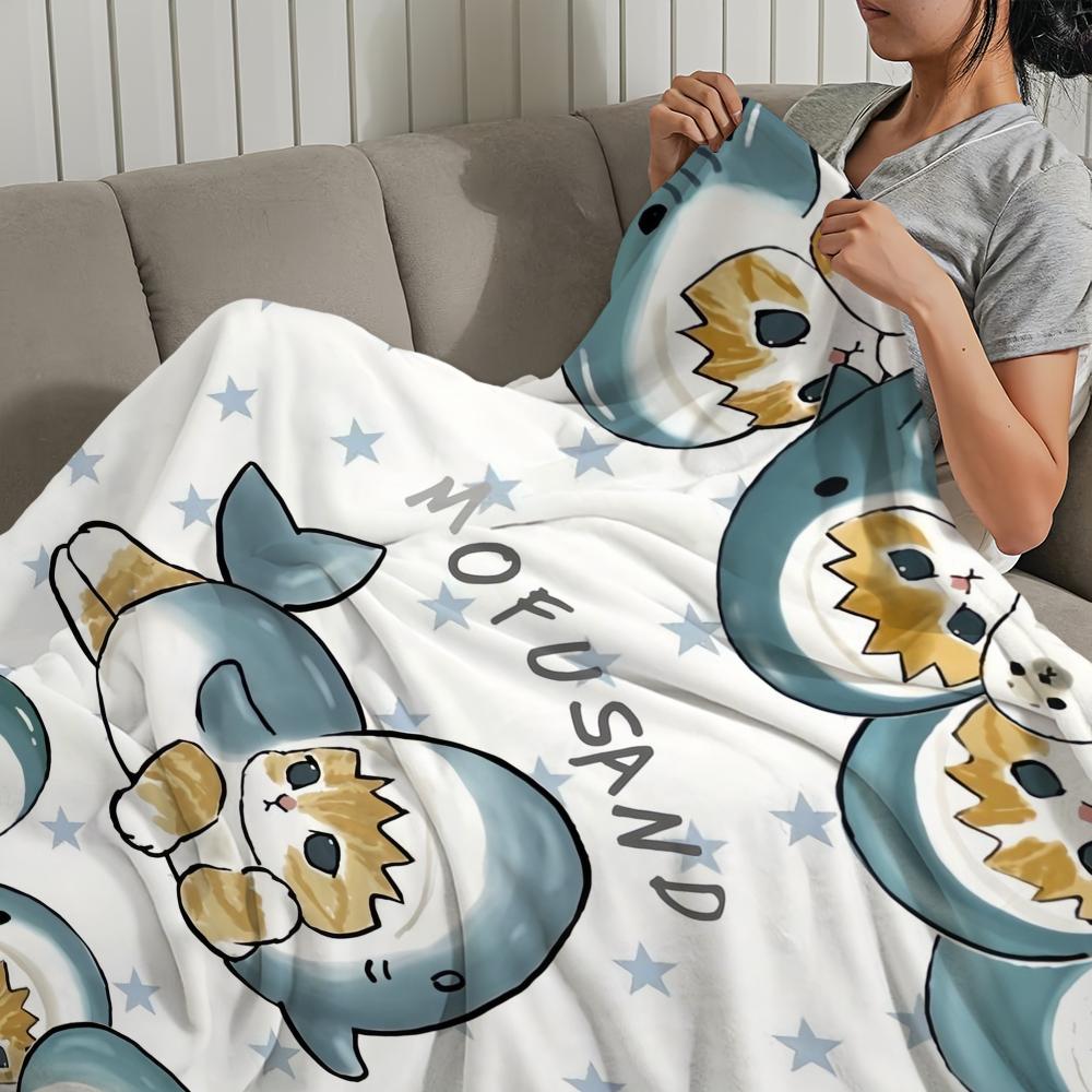 Mofusand Cat Cartoon Blanket Cute Plush Throw Blanket for Sofa Bed Office Travel Kid Gift
