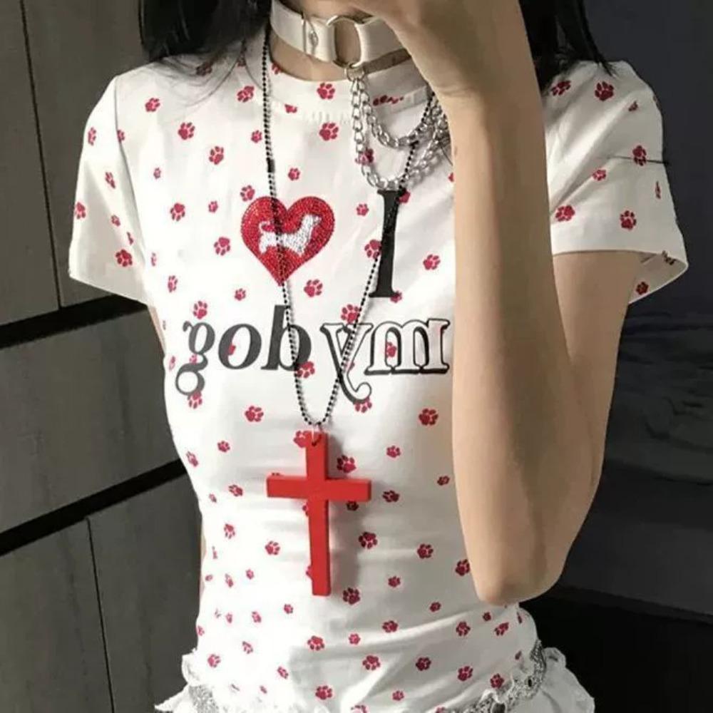 Choker Y2k Punk Gothic Necklace White Black Cross Necklace Fashion Wood Cross Pendant  Halloween красный