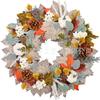 Harvest Wreath With Pumpkins Berries Vine Circle Halloween Thanksgiving Door Decor