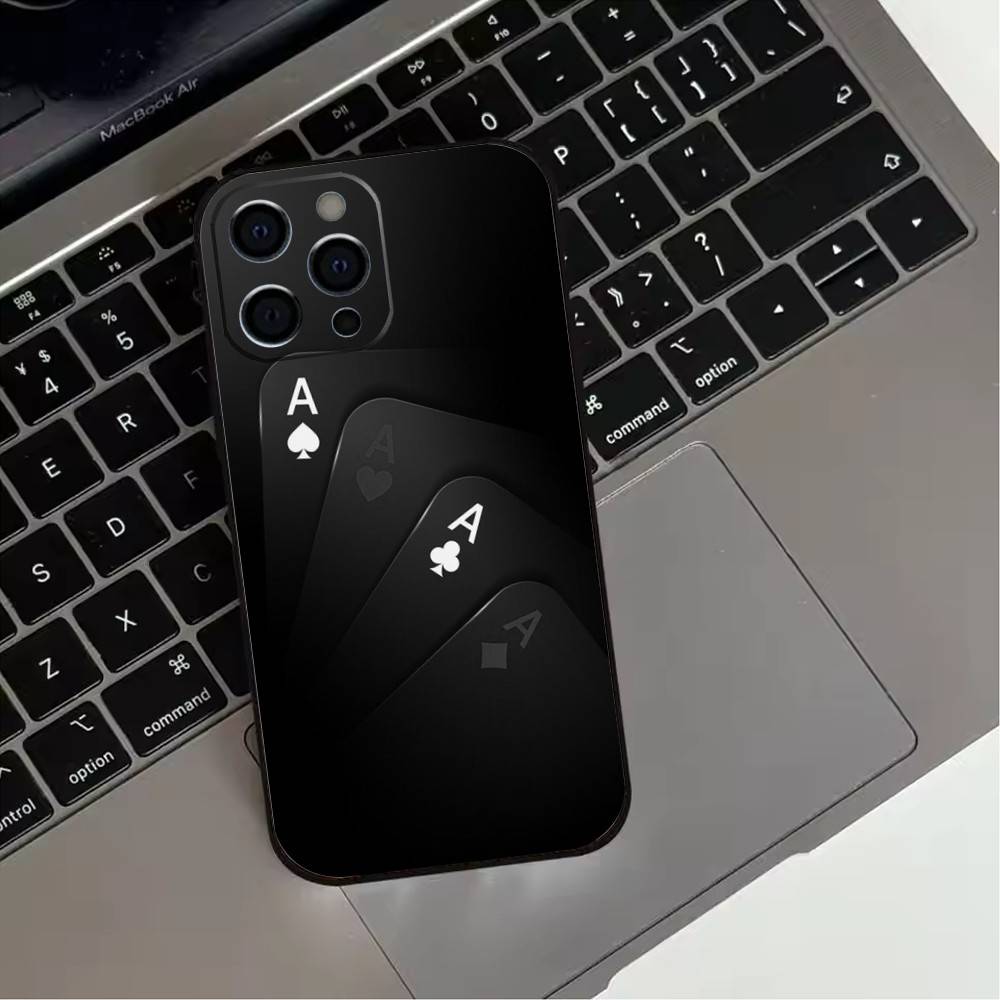 Dark Poker Phone Case For iPhone 17, 16,15,14,13,12,11 Plus,Pro Max, Others Soft Black Cover