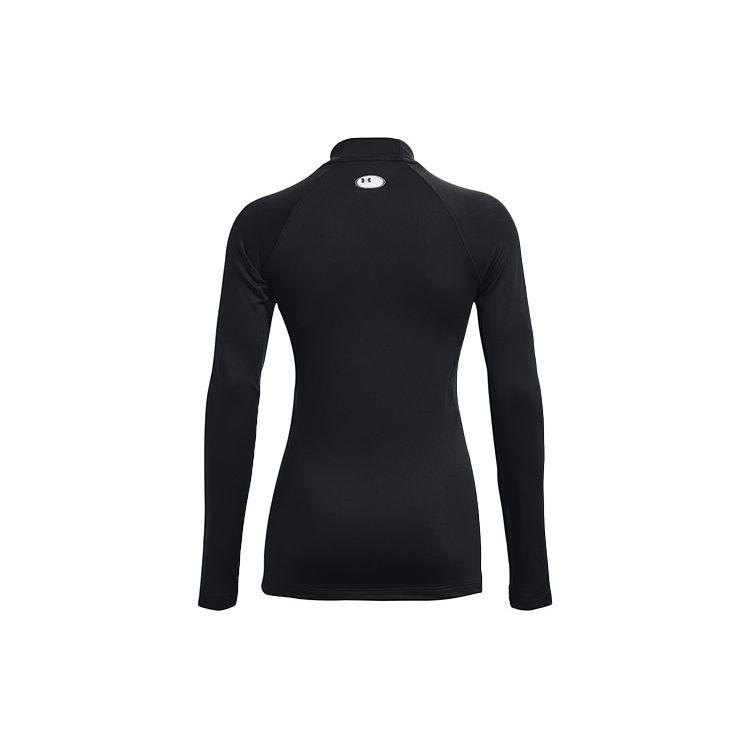 Under Armour Logo High Neck Sports Printed Long Sleeve Raglan T-Shirt Women Tops Black 1368702-001