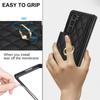 Fold7 Ring+bracket Phone Case for Samsung Galaxy Z fold 7 6 5 4 3 Double Buckle Card Holder Wallet Diamond Grid Pu Leather Cover