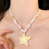High-end Blue Starfish Collarbone Chain Contrast Color Exquisite Neck Pendant  Summer