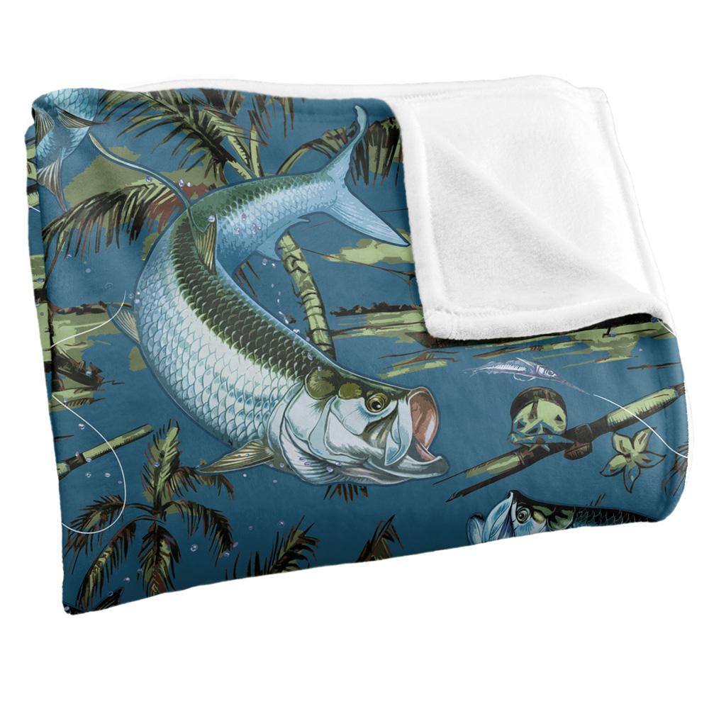 JQ Licensing Jl-Jp-Jq Silky Tiki Flower Fishing Supersoft Blanket
