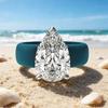 Luxury Tears CZ Women's Blue Silicone Ring, Pear Cut Cubic Zirconia Engagement Ring, Beach Bridal Jewelry Gift