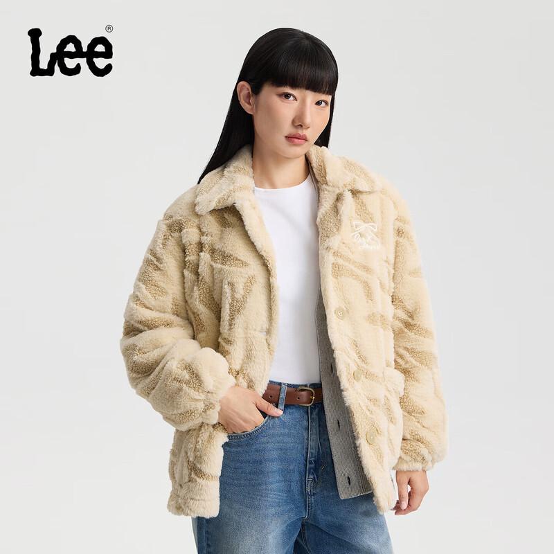 Lee Women's Khaki Collared Fleece Padded Jacket