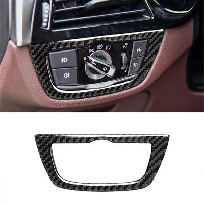 Carbon Car Headlight Switch Button Decor Cover Trim Sticker for BMW G01 2018- G02 - X3 X4 Series Auto Accessories