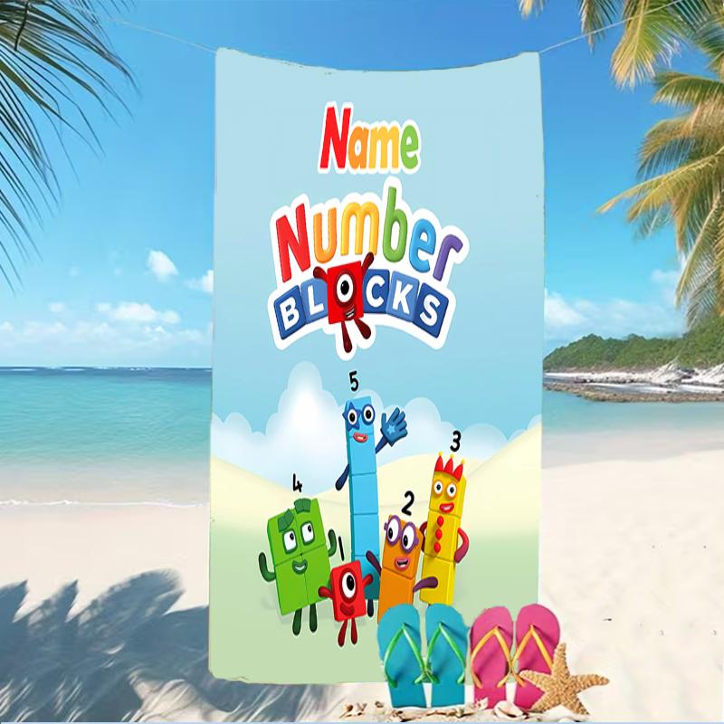 Customizable personalized beach towels Numberblocks themed designs.Suitable for the beach, yoga, sports;ideal as beach accessories