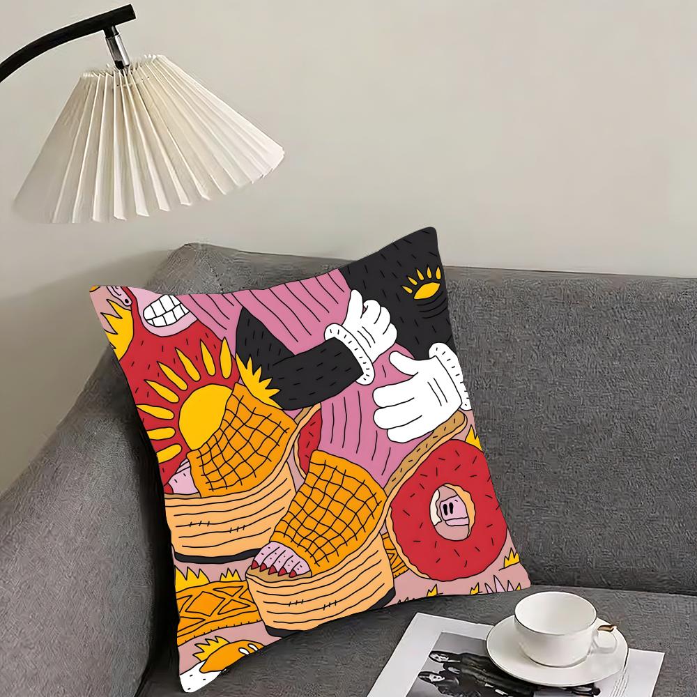 Illustration von allem auf Schuhen Kissenbezug Wendbar Plüsch Kissenbezug – Für Auto, Sofa, Schlafzimmer, perfekt als Geschenk.