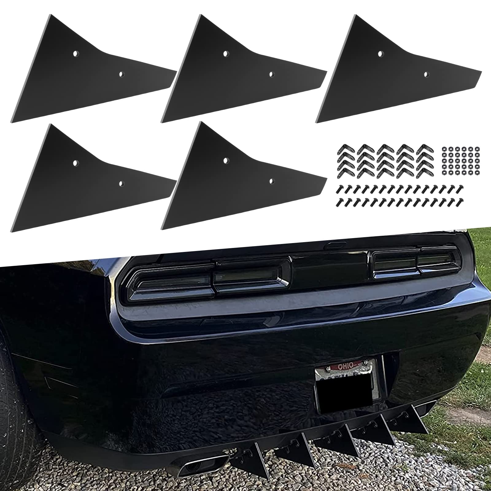 

Rear Diffuser 5 Fin Set Dodge Challenger SXT SRT RT чёрный