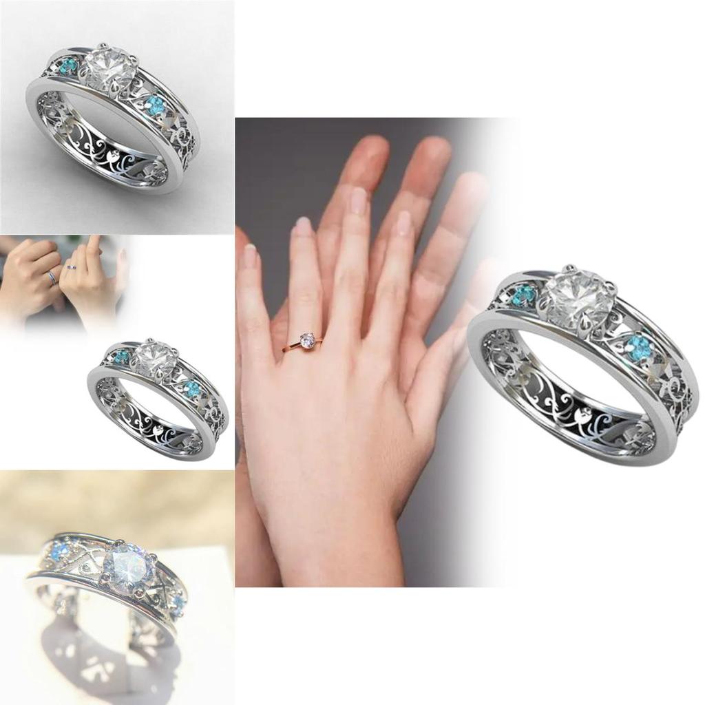 European Style Brass And Steel Geometric Ring With Blue Sapphire Decorative Jewelry