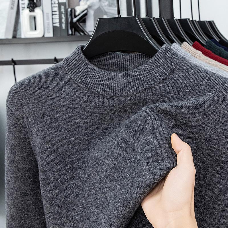 Men's 100% Pure Wool Round Neck Anti-Pilling Warm Pullover Sweater