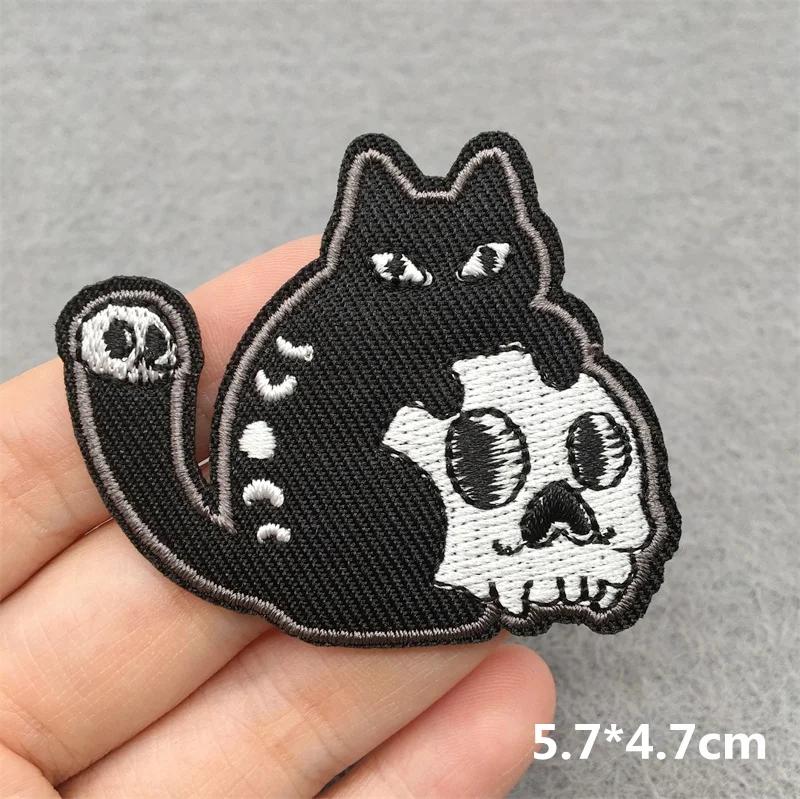 Team Cat Embroidery Patches Appliques For Clothing Diy Sewing Iron On Patches Punk Cartoon Stripes Decoration Accessories