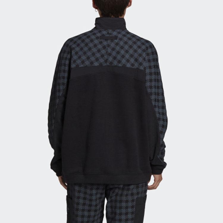Adidas Originals D Sweat Grp Half-Zip Plaid Casual Sportswear Men Tops Black GD9322