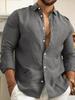 2023 Men's Cotton Linen Solid Color Casual Cardigan Shirt