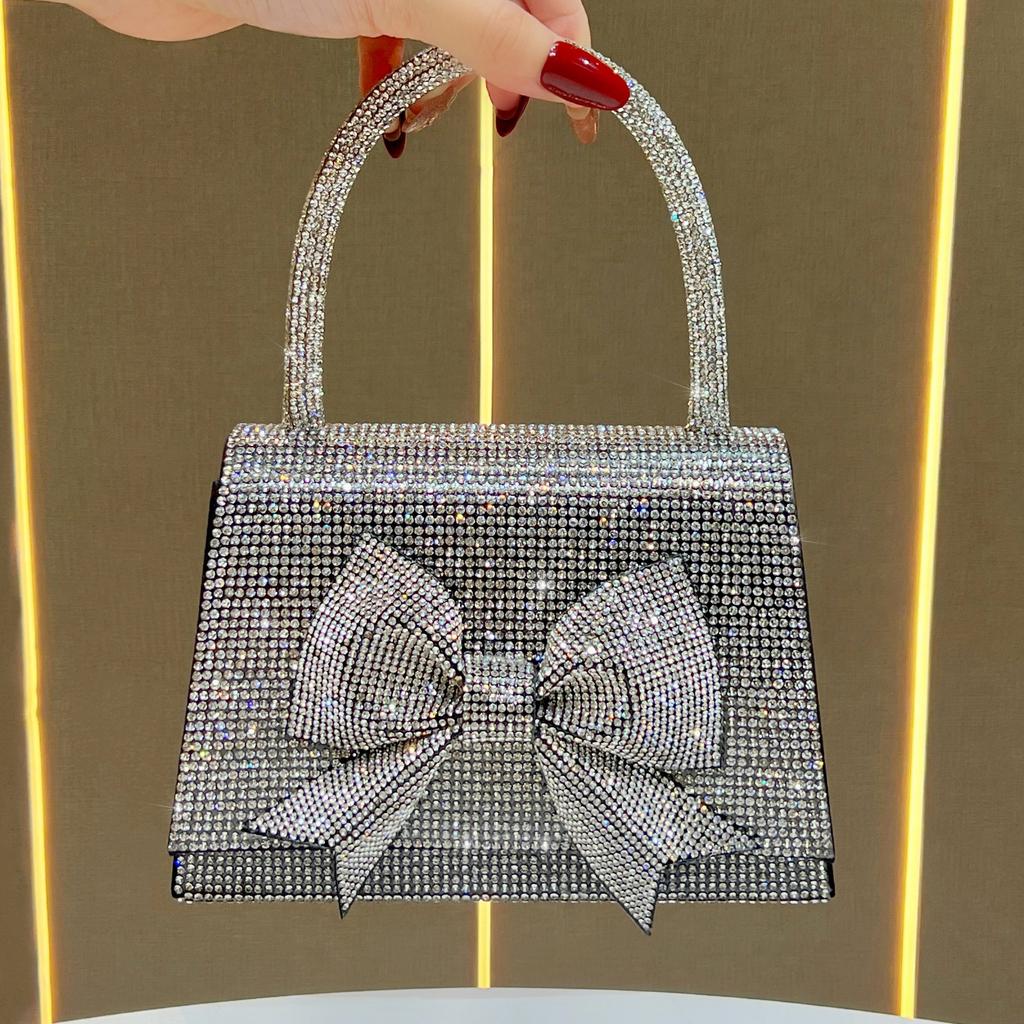 Bows Handbag, Evening Bag, Party Bag, Formal Dress Bag, Luxurious Handbag with A Slouchy Strap