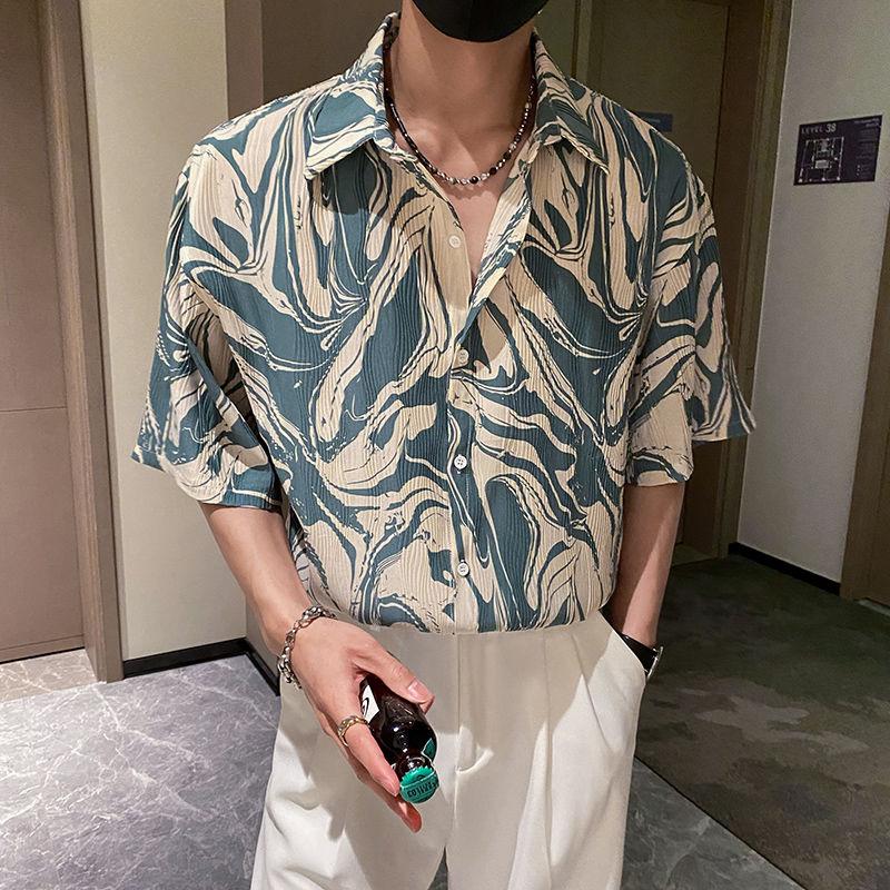Fashionable Brand Casual Design Short-sleeved Floral Shirt Men's Summer New Fashionable Inch Shirt Men's Shirt