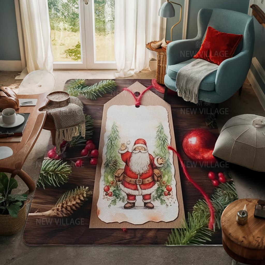 House Entrance Carpet Home Door Mat Living Room Bath Foot Bathroom Non-slip Water Absorption Rugs Bath Merry Christmas Winter