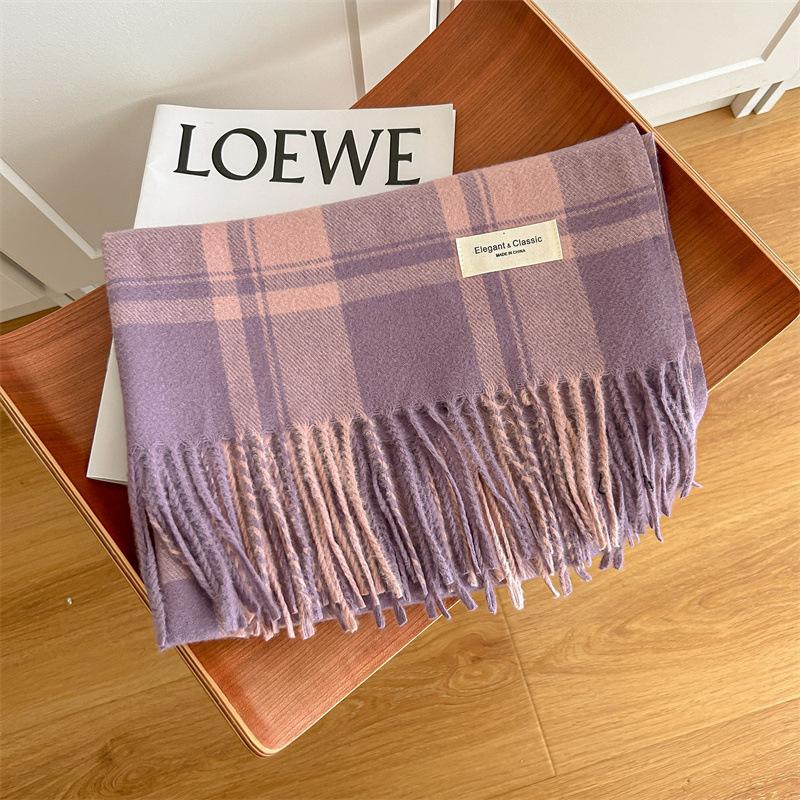 

Осенне-зимний классический большой квадратный ретро-шарф из искусственного кашемира, женская простая теплая шаль Above 175cm