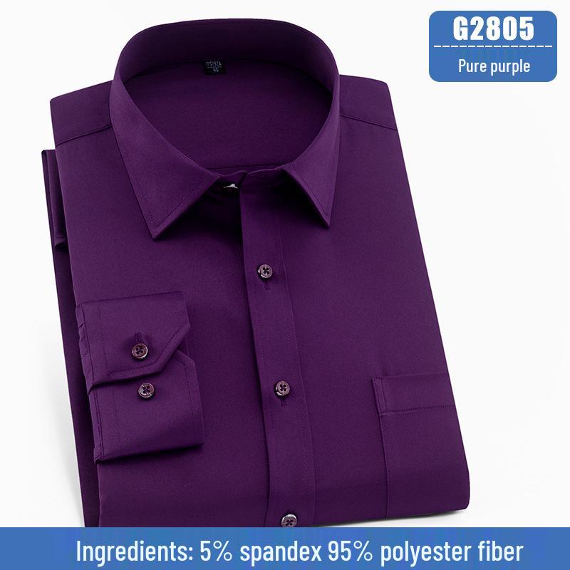 Pánská košile s dlouhým rukávem nežehlivá - Přizpůsobitelné logo, Ležérní jednobarevná pro práci a podnikání