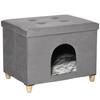 Cat House Pouf Footstool Padded with Removable and Washable Cushion, Grey