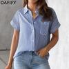 Dámská móda Ležérní Léto Jaro Blůzy a košile s proužkovaným krátkým rukávem POLO s výstřihem