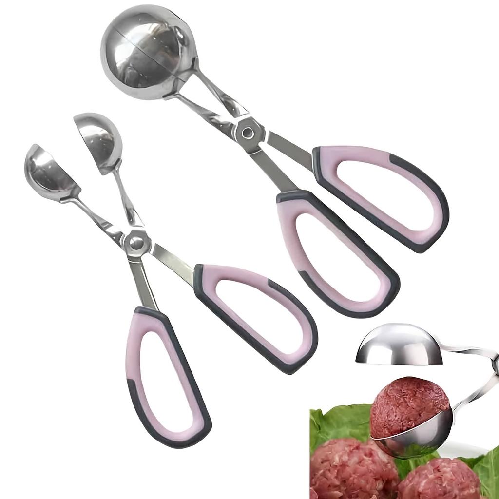 2pcs Meatball Spoon Set Stainless Steel Ball Maker Kit Kitchen Tool, Ice Cream Balls, Melon Fruits ,Large and Small Sizes