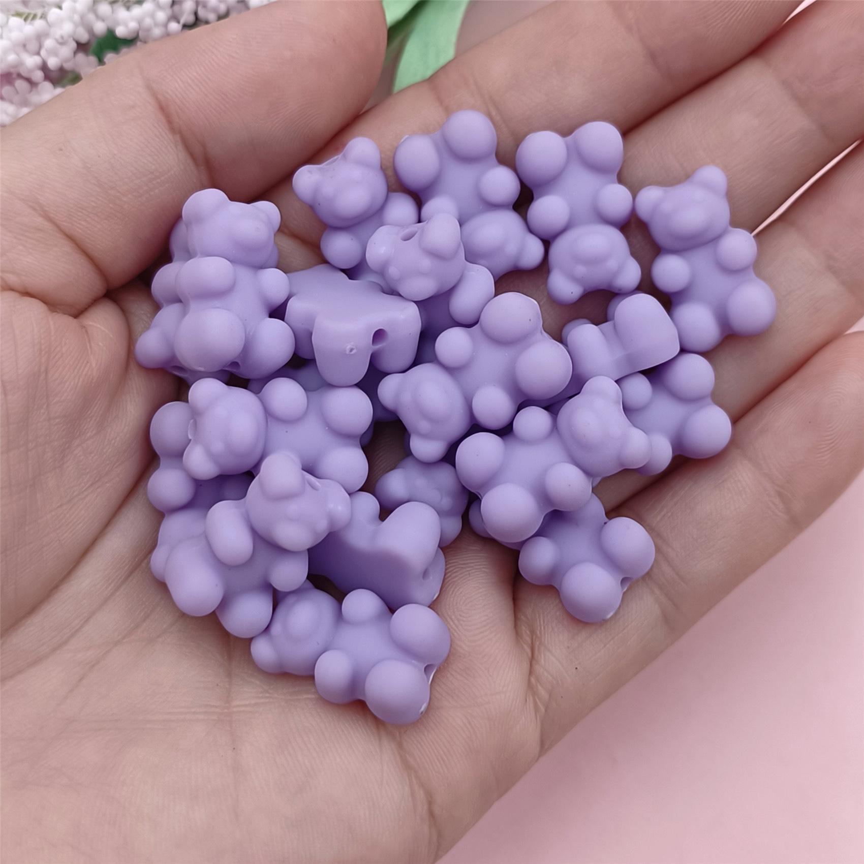 

20 шт. 18*11 мм сплошной цвет милый резиновый медведь свободные бусины DIY ожерелье браслеты изготовление ювелирных изделий 11*18mm 20Pcs фиолетовый