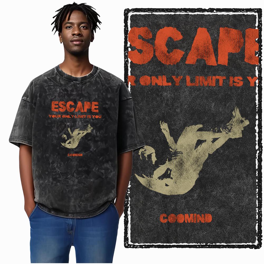 U5 100% Cotton Acid Washed Cool Streetwear Print Unisex T shirt Big size Cool Vintage men tshirt Cool tee shirt for men