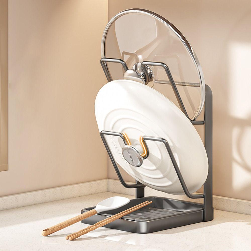 Double Layer Pot Lid Rack Draining Non-slip Pot Lid Organizer Large Capacity Kitchen Storage Rack