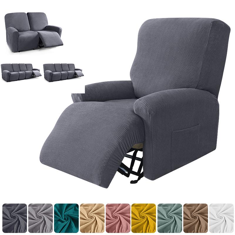 Recliner Sofa Cover Lazy Chair Solid Color Cushion Cover Stretch Spandex Couch Slipcovers Non Slip Armchair Slipcovers 4pcs/set