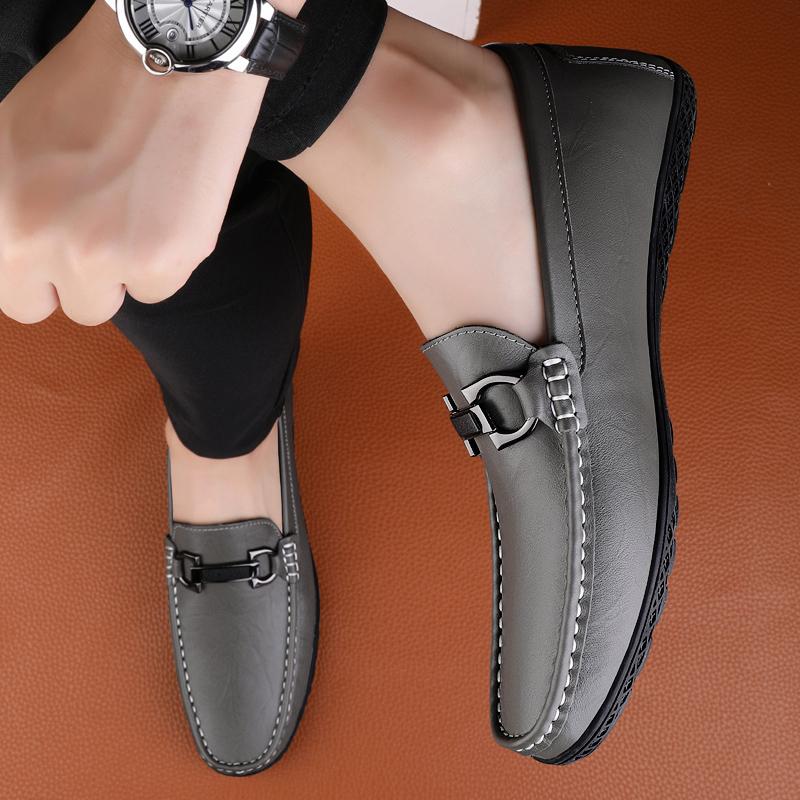 Fashion Summer New Men Casual Shoes Leather Mens Shoes Slip-on Dress Shoe High Quality Men's Loafers Comfy Business Formal Shoes for Man