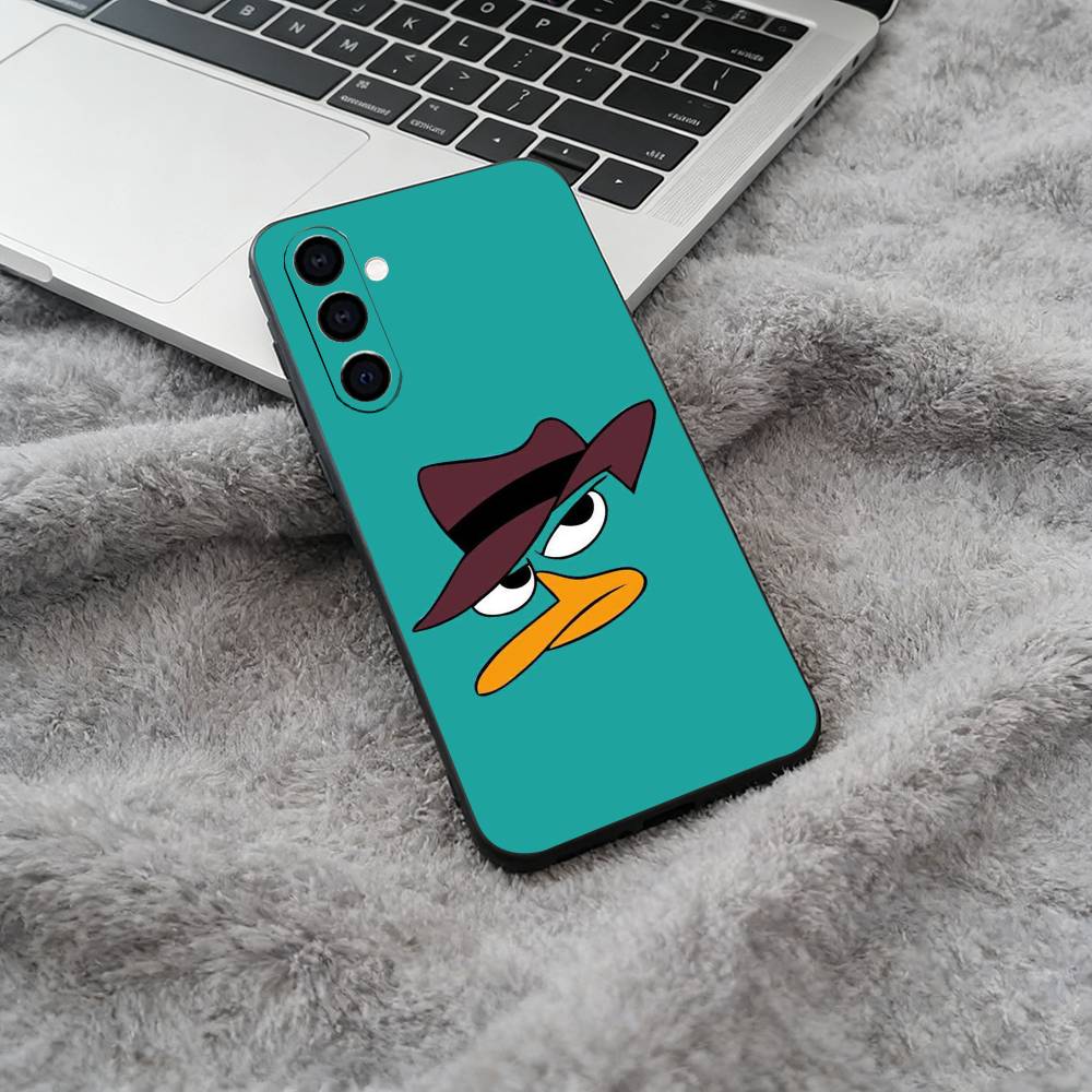 

P-Perry The P-Platypus Black Soft Silicone Phone Case for Samsung Galaxy A73, A71, A72, A70, A53, A52, A51 Samsung a50 30s 50s