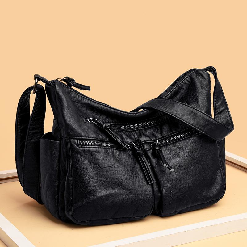 Luxury Solid Color Soft Leather Shoulder Bags for Women Designer Large Capacity Women's Fashion Feminine Crossbody