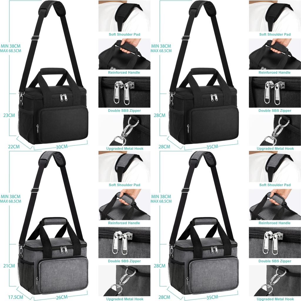 Large Capacity Insulated Lunch Bag With Shoulder Strap For Hiking And Daily Use