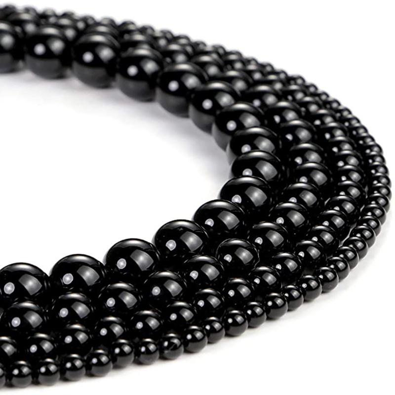 4/6/8/10mm Natural Stone Black Obsidian Bead Polished Round Loose Spacer Bead For Jewelry Making DIY Necklace Bracelet Accessory Beads approx 4mm 90pcs чёрный
