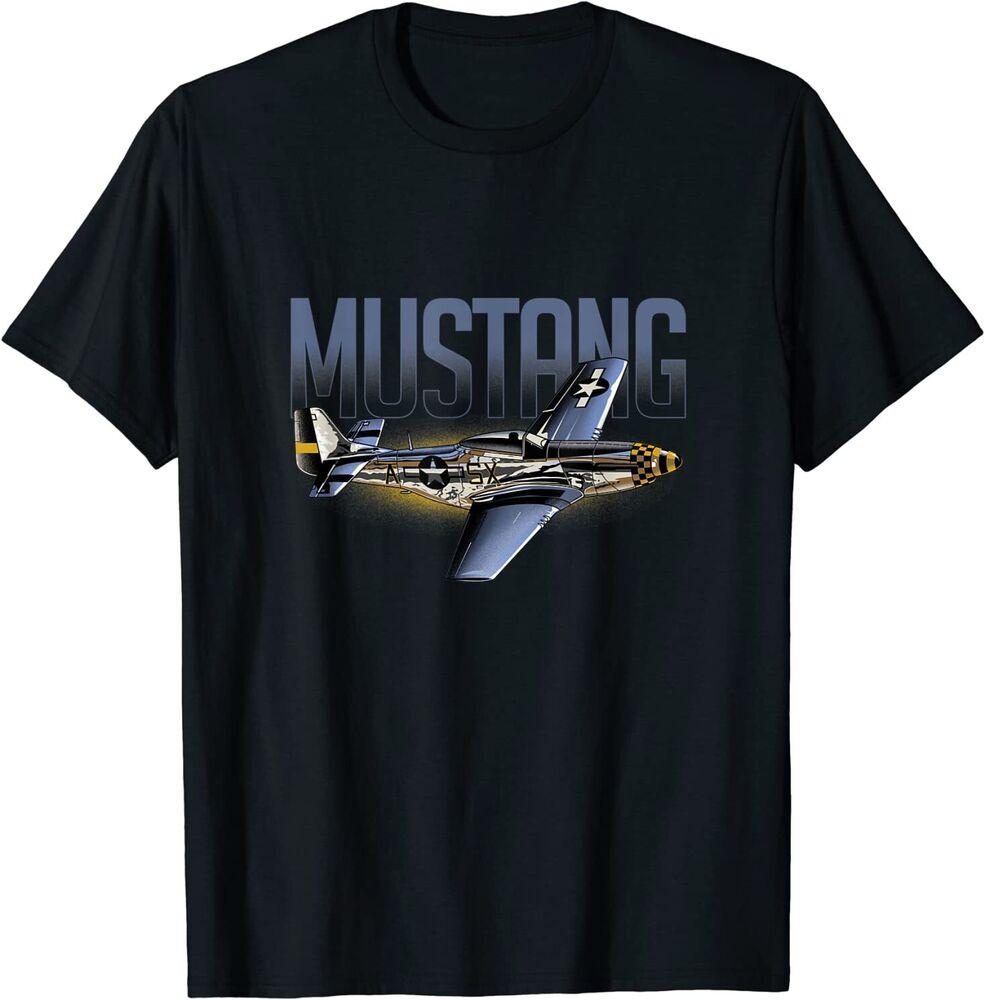 American P51 Mustang World War II Military Airplane TShirt Short Sleeve Casual 100 Cotton Summer Tshirt S