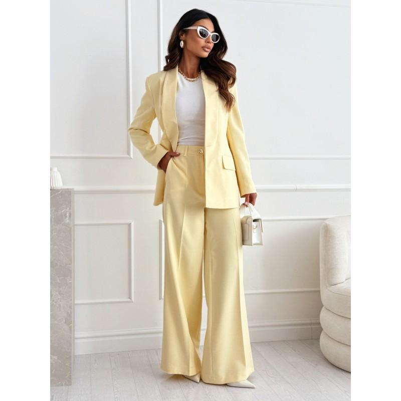 Womens Wool Blend Wide Leg Suit