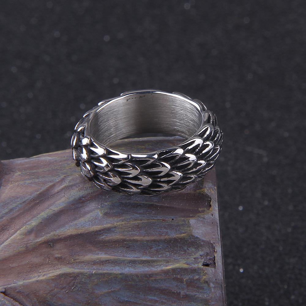 316L rostfritt stål Gothic Nordic Viking Dragon Scales Ring Dragon Scales Ring Snake Smycken Celtic Ouroboros Wrap Around