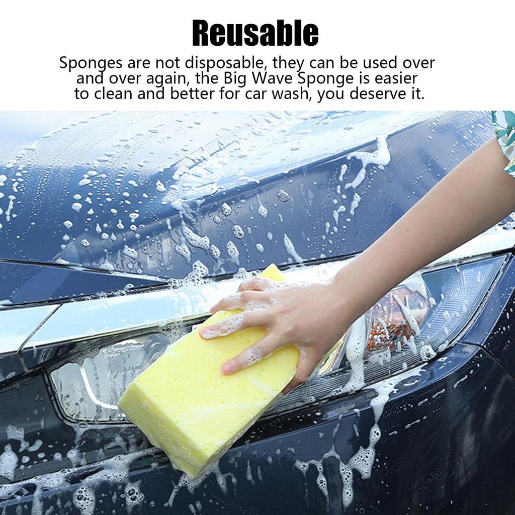 Car Wash Sponge, High-Absorption Tire and Wheel Cleaning Pad, Extra-Thick Easy-Grip Foam Scrubber, Multi-Purpose